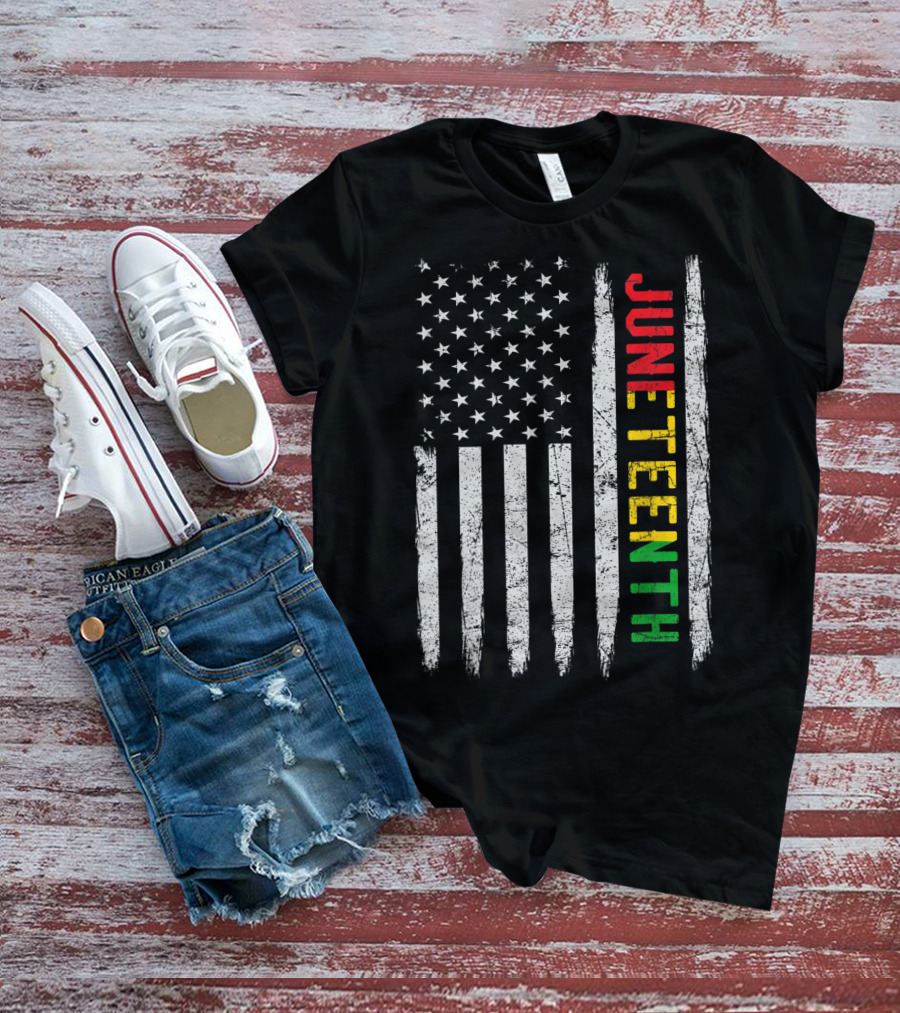 African American Flag Black History Juneteenth Stripes Patriotic Colors T-Shirt