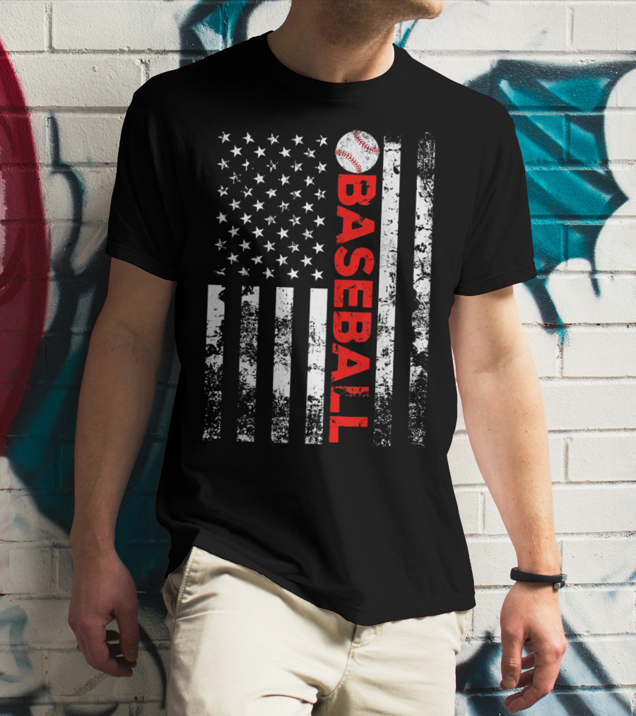 American Flag Baseball Stripes T-Shirt