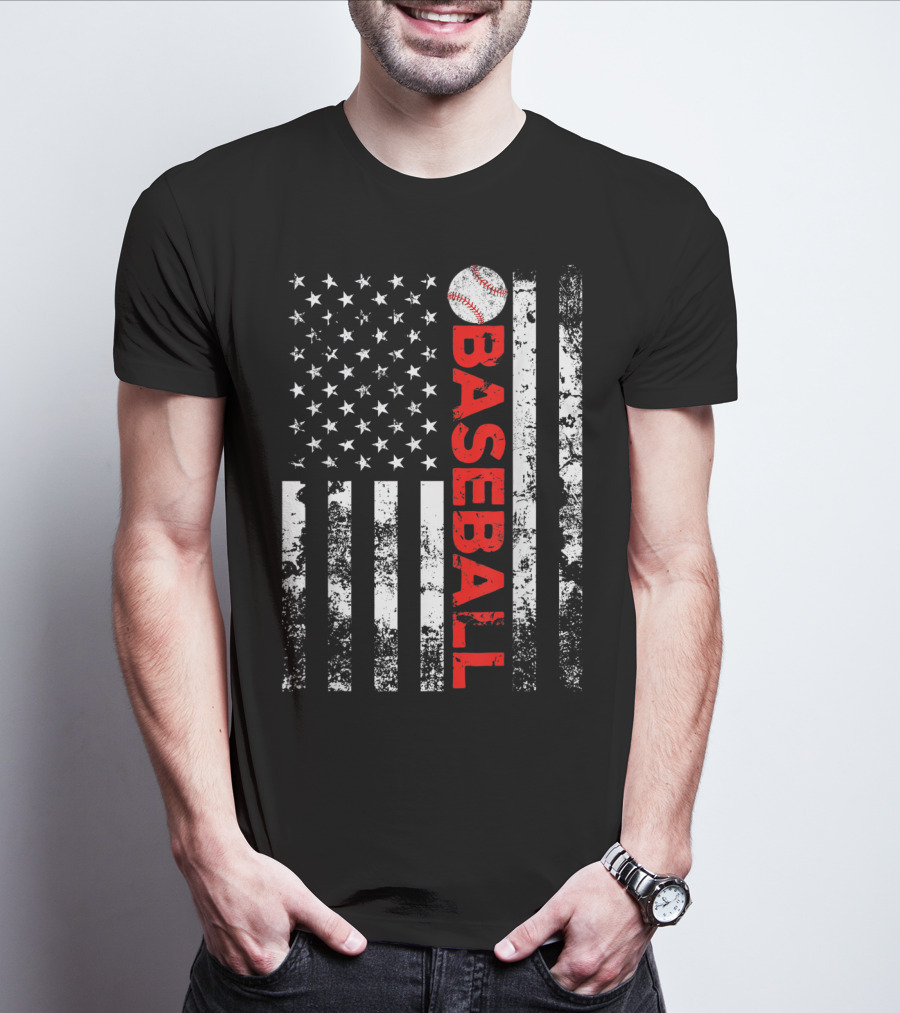 American Flag Baseball Stripes T-Shirt