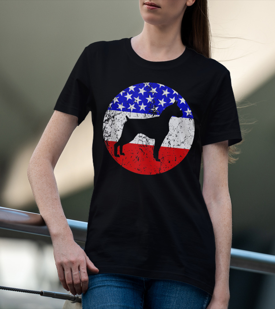 American Flag Vintage Boxer Dog T-Shirt