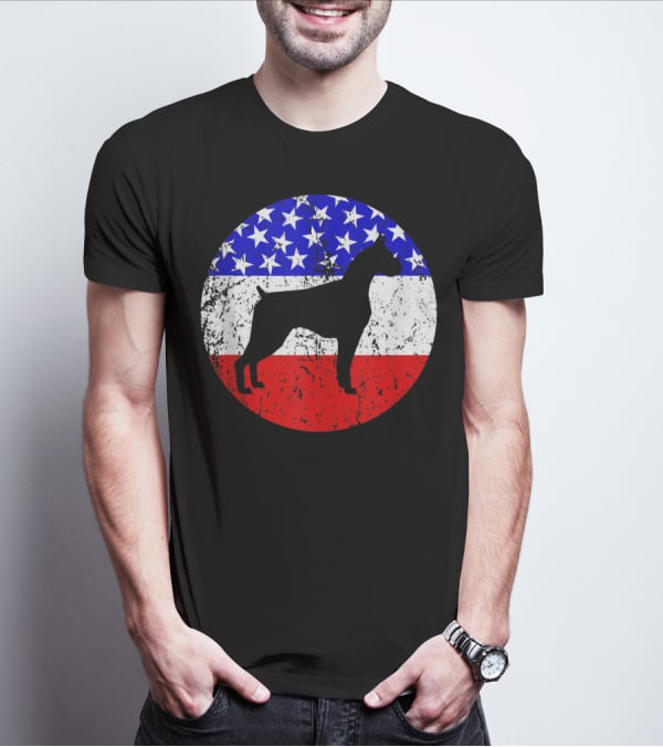 American Flag Vintage Boxer Dog T-Shirt