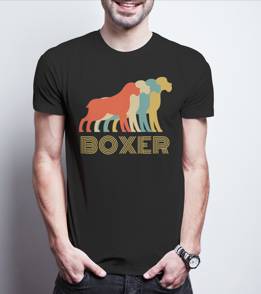 Boxer Dog Breed Vintage Colorful T-Shirt