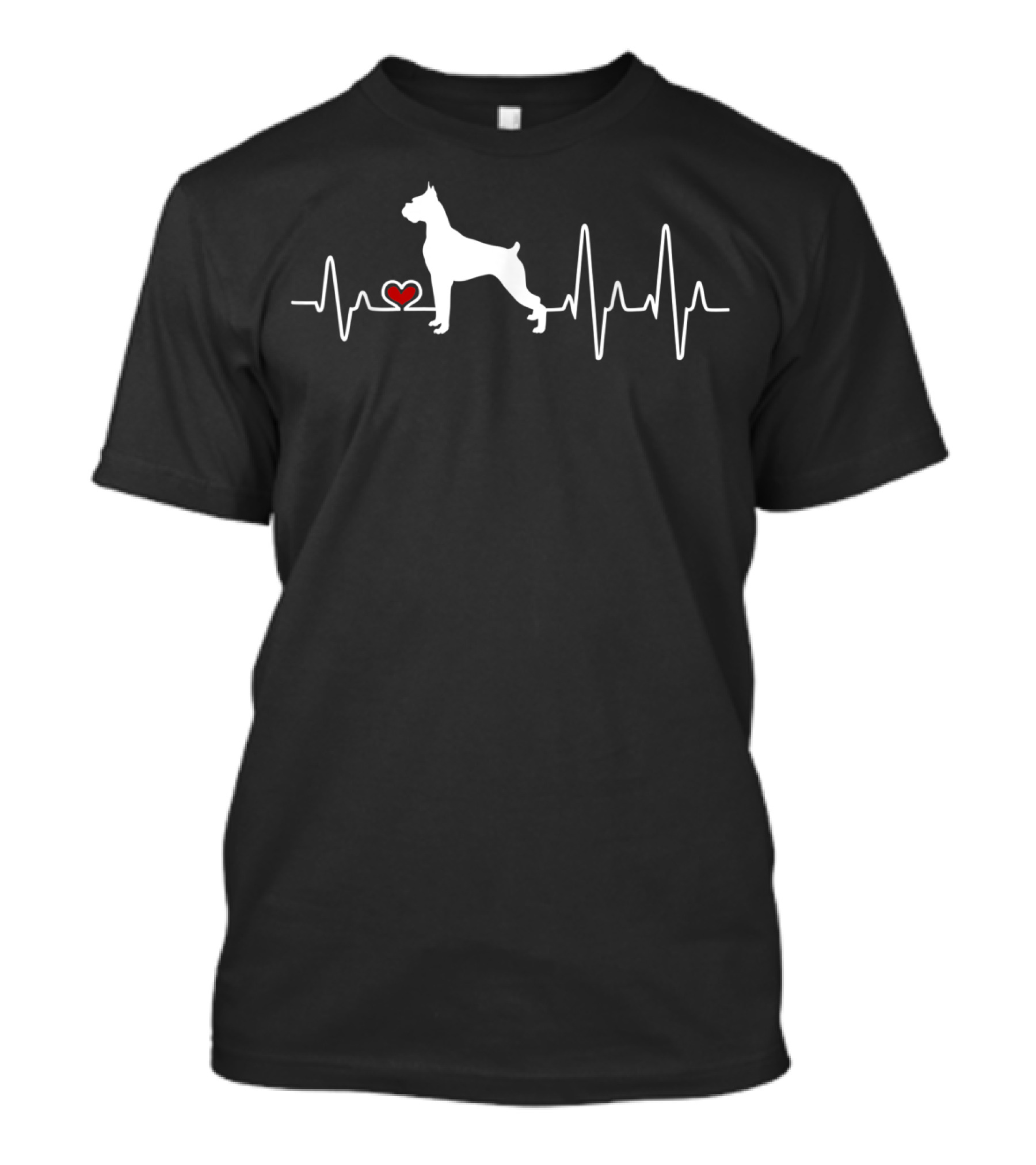 Boxer Dog Heartbeat With Pulse And Red Heart T-Shirt
