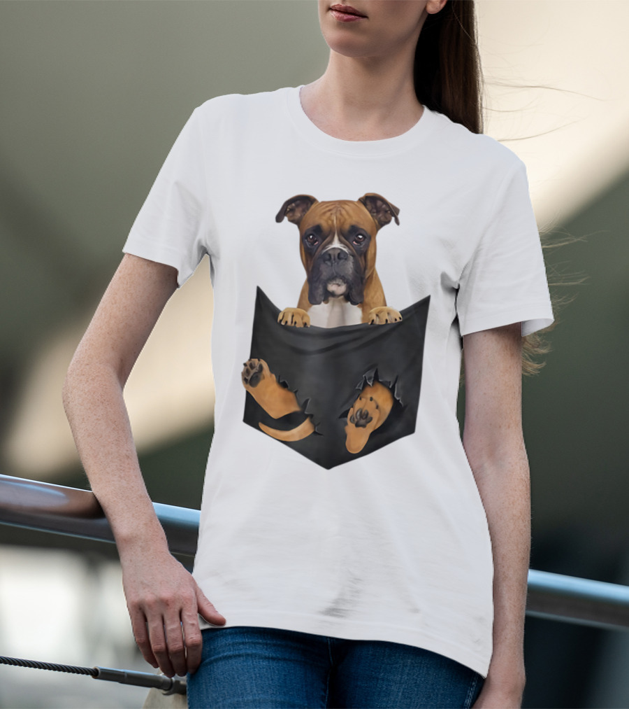 Boxer Puppy In Pocket Boxer Lover T-Shirt