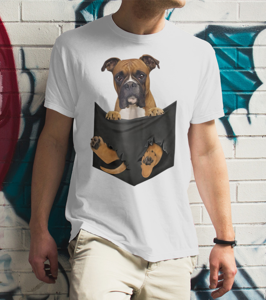 Boxer Puppy In Pocket Boxer Lover T-Shirt