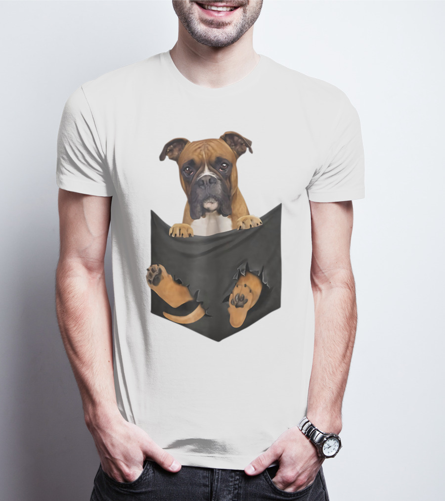 Boxer Puppy In Pocket Boxer Lover T-Shirt