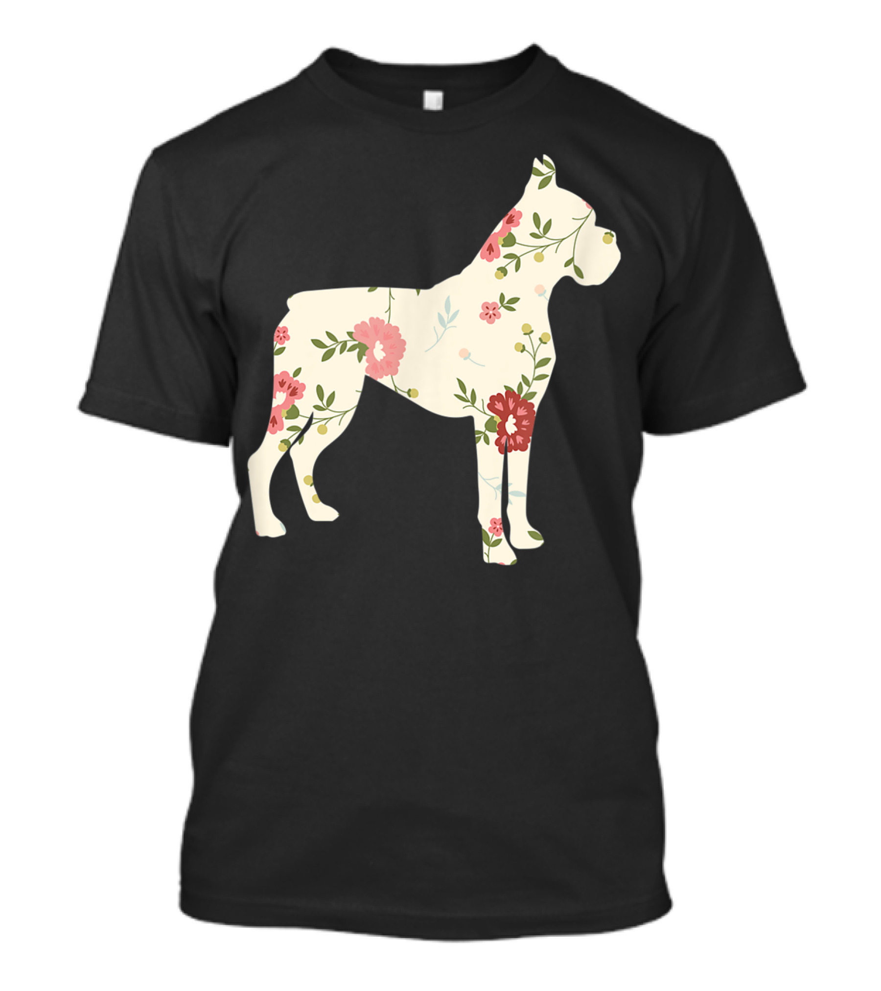 Cute Boxer Vintage Floral Dog Flower T-Shirt