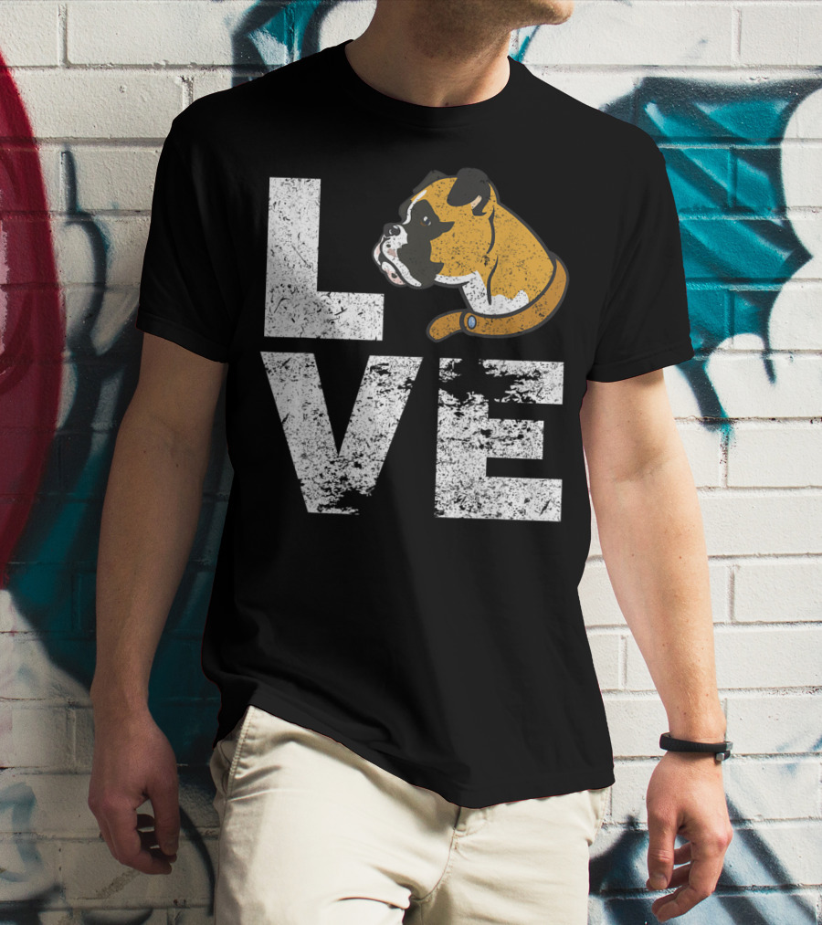 LOVE Boxer Dog Head Funny Dog Lovers T-Shirt