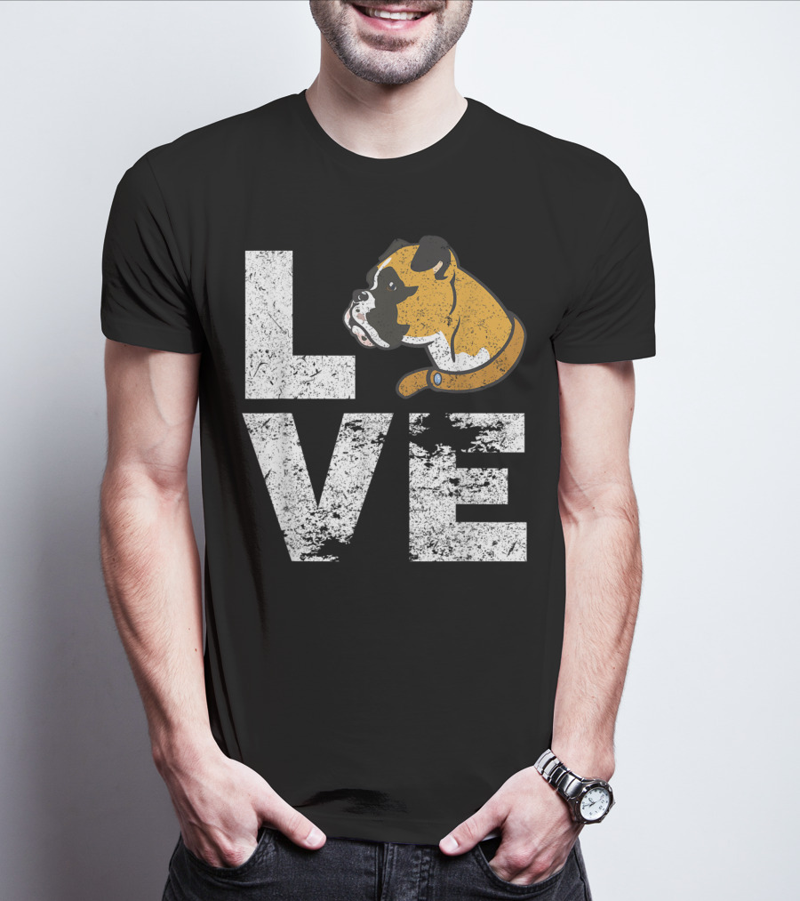 LOVE Boxer Dog Head Funny Dog Lovers T-Shirt