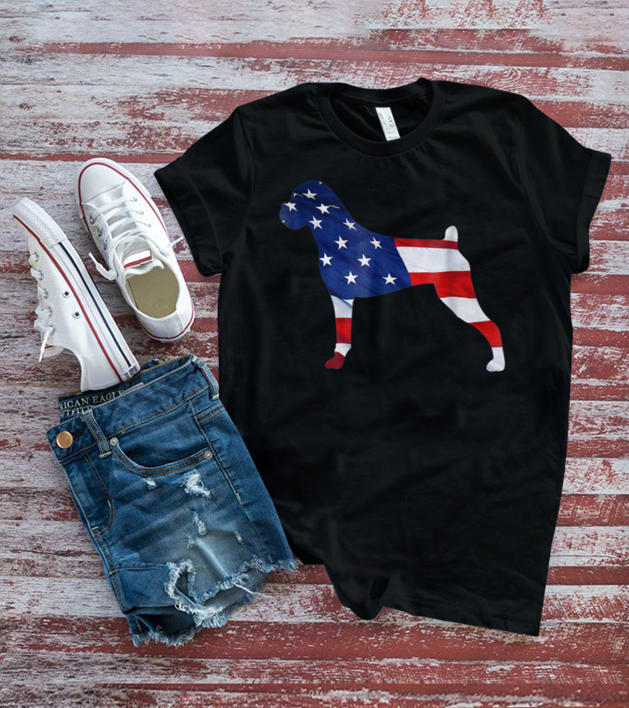 American Flag Boxer Dog Novelty T-Shirt