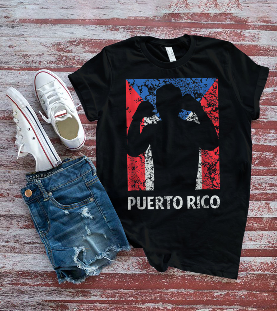 Puerto Rico Flag Boxer Silhouette Pride T-Shirt