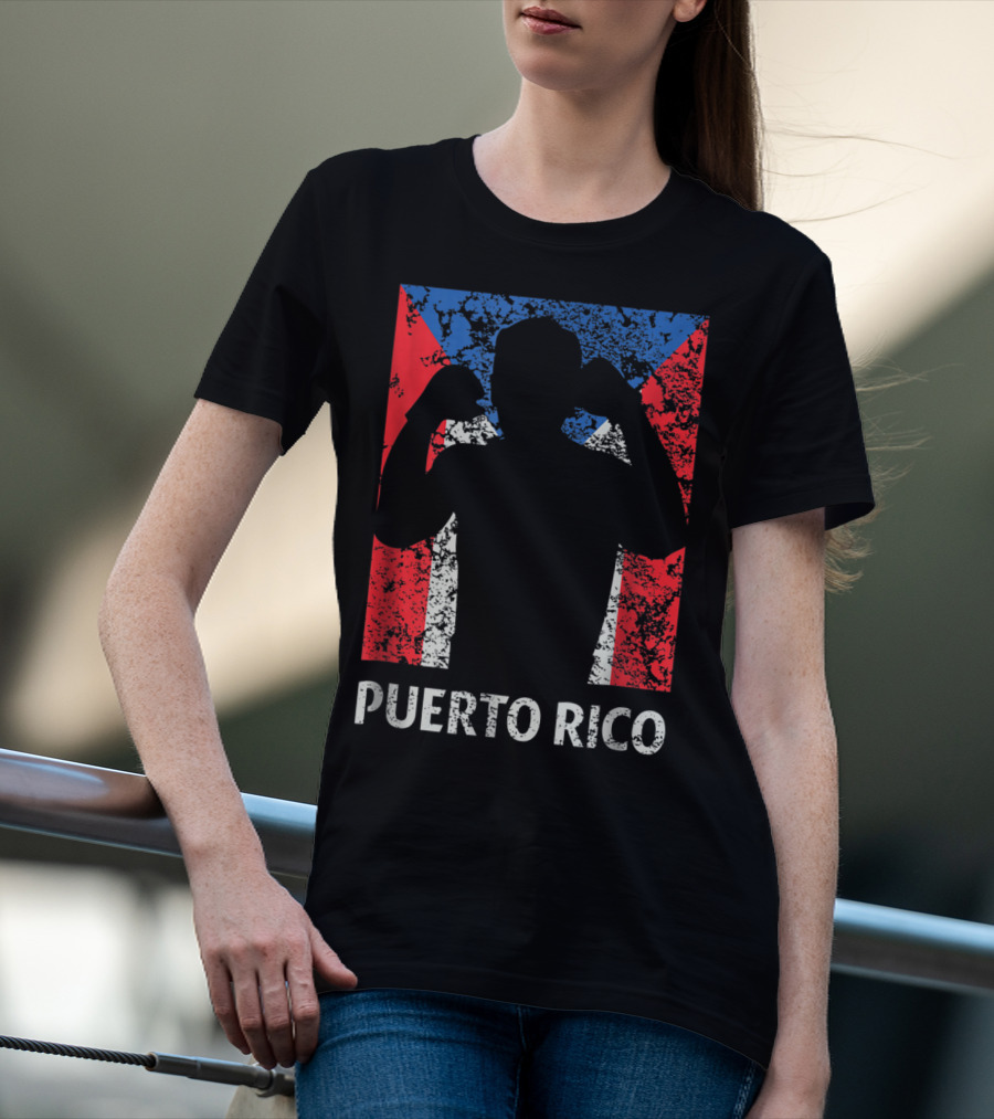 Puerto Rico Flag Boxer Silhouette Pride T-Shirt