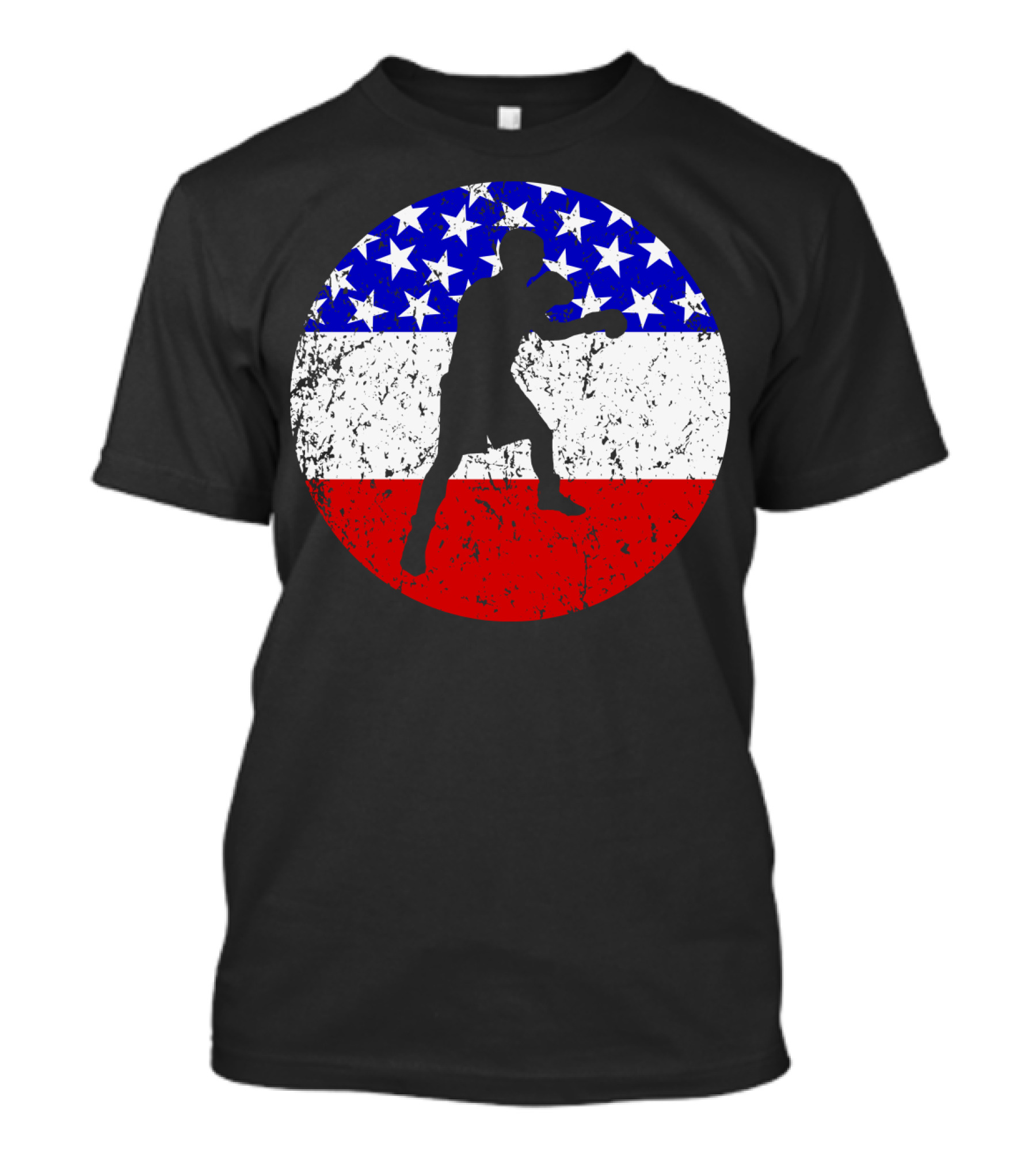 American Flag Boxing Vintage Boxer Silhouette T-Shirt