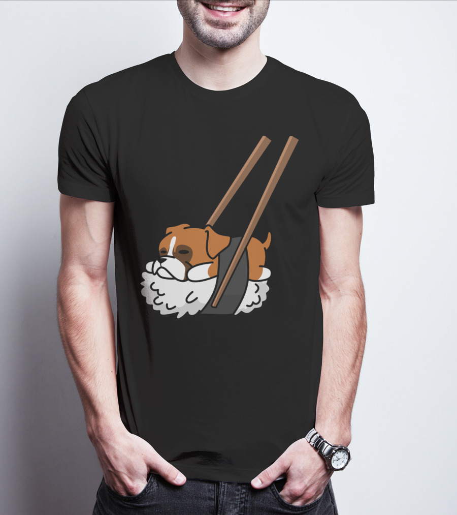 Boxer Dog Sushi With Funny Chopsticks T-Shirt