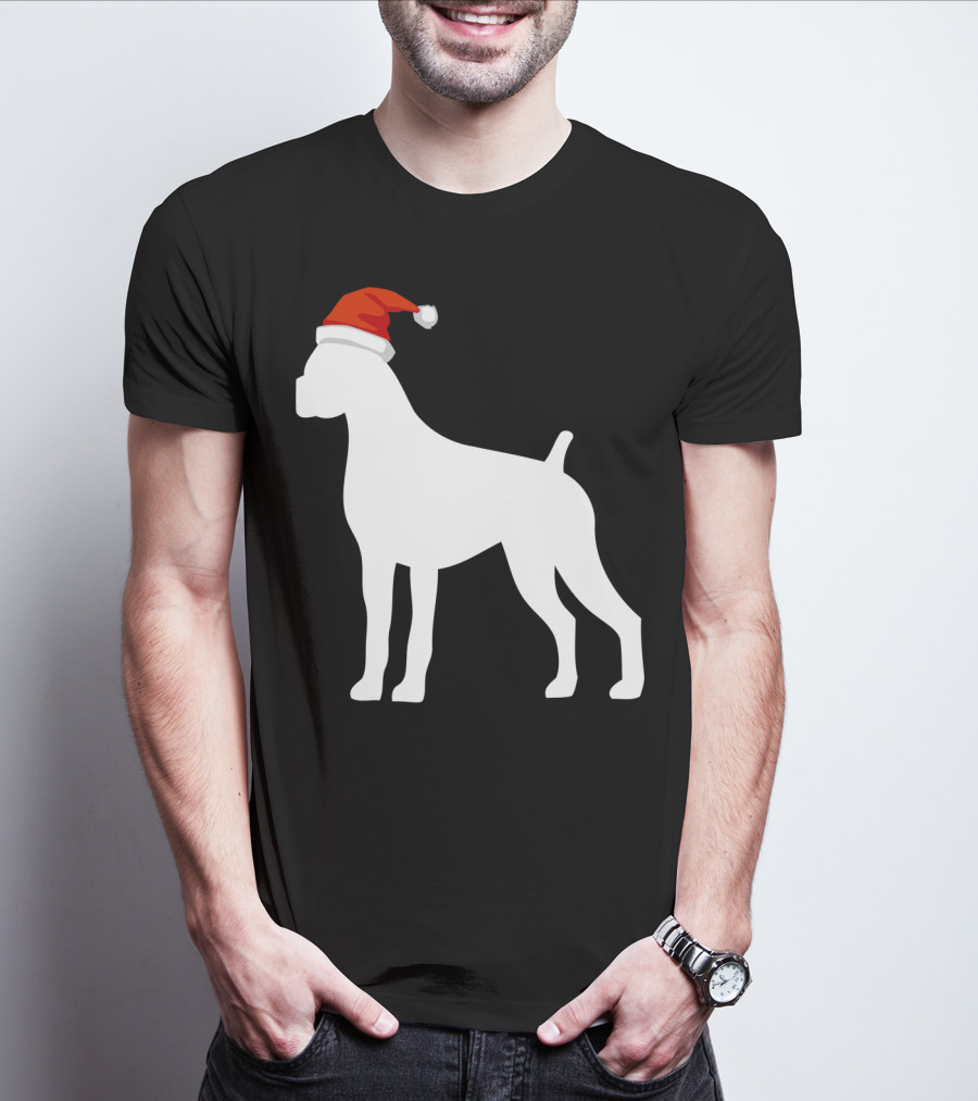 Boxer Dog Wearing Santa Hat Christmas T-Shirt