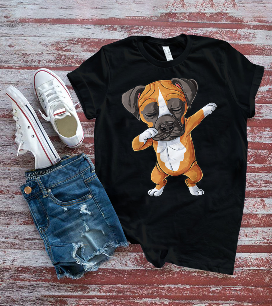 Funny Dabbing Boxer Dog Puppy Lover Kids Boys Dab T-Shirt