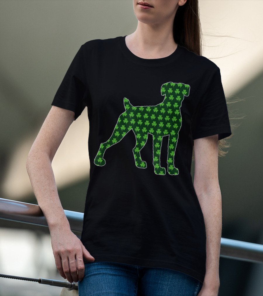 St Patrick's Day Lucky Irish Boxer Dog With Shamrock T-Shirt