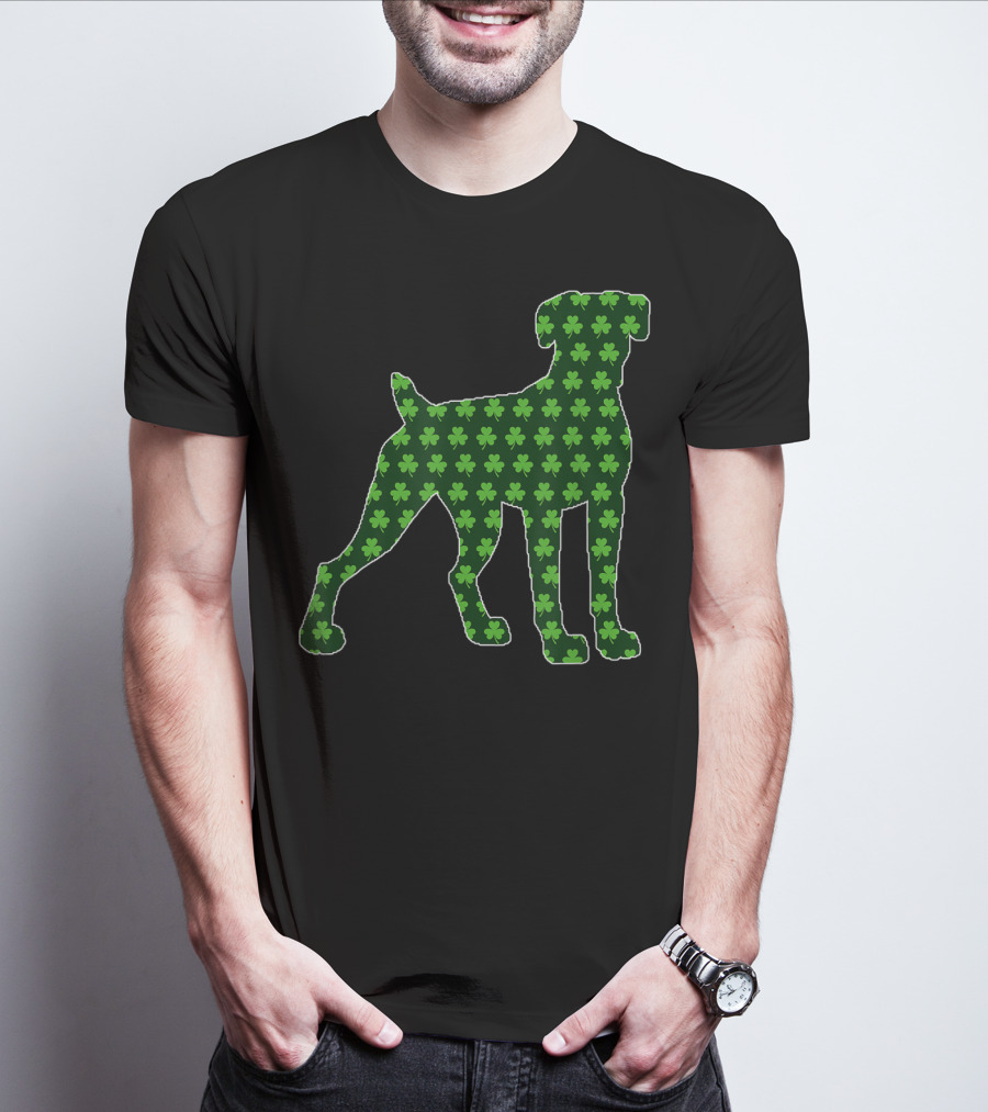 St Patrick's Day Lucky Irish Boxer Dog With Shamrock T-Shirt
