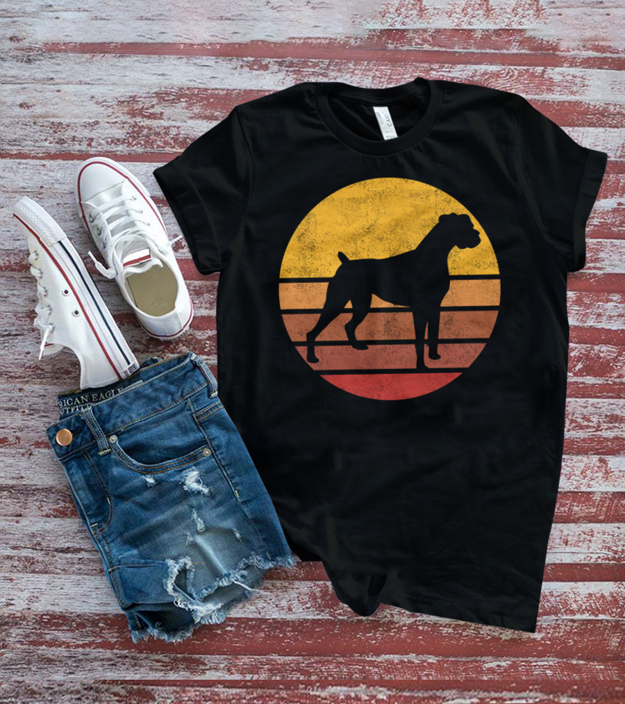 Vintage Sunset Boxer Dog T-Shirt
