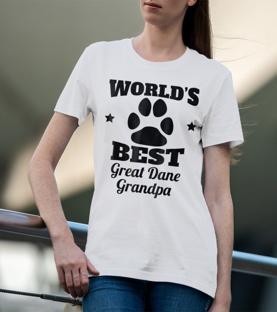 World's Best Great Dane Grandpa Paws And Stars T-Shirt