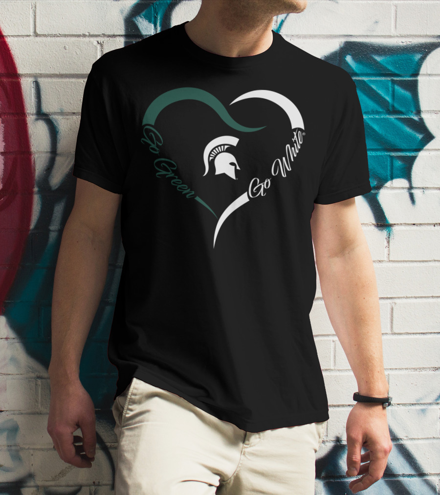 Michigan State Spartans Go Green Go White Heart T-Shirt