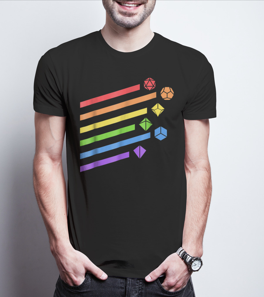 Polyhedral Dice Set Rainbow Colors Minimalist T-Shirt