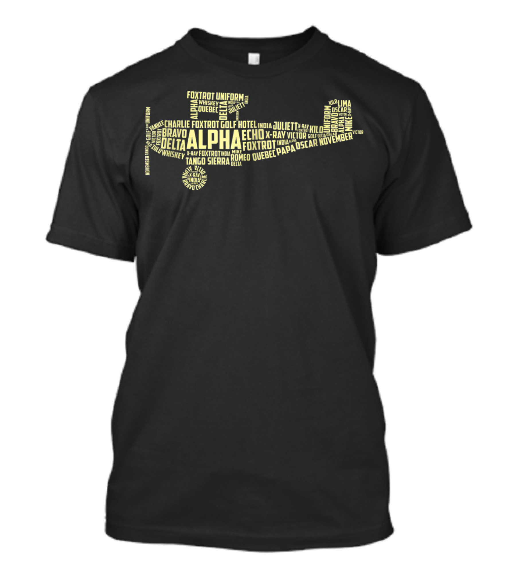Aviation Phonetics Alpha Bravo Delta Foxtrot Golf Echo India Pilot Plane Word T-Shirt