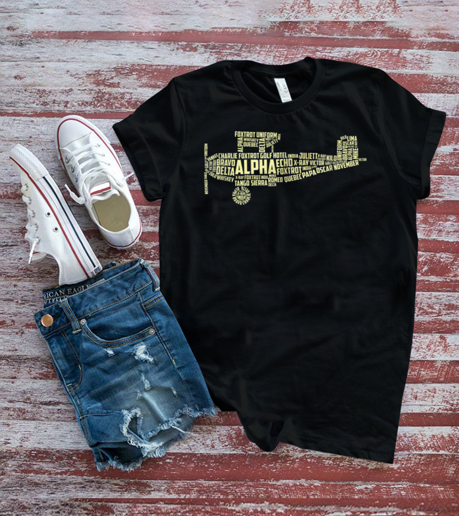 Aviation Phonetics Alpha Bravo Delta Foxtrot Golf Echo India Pilot Plane Word T-Shirt