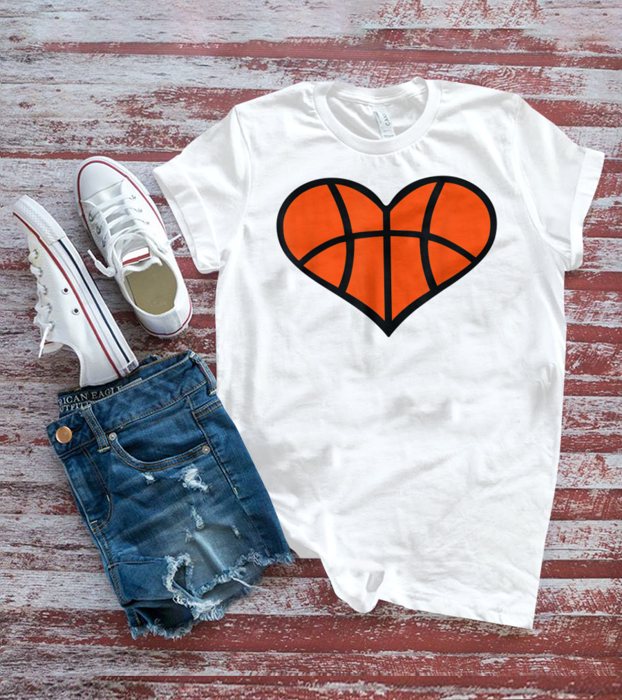 Basketball Heart Shape Orange Ball Lines T-Shirt