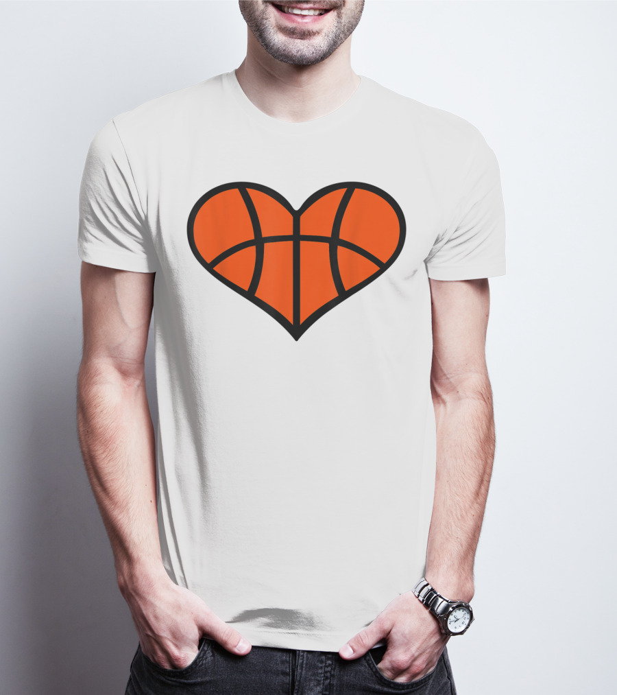 Basketball Heart Shape Orange Ball Lines T-Shirt