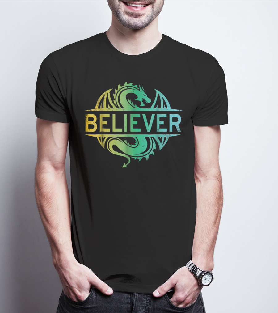 Believer Dragon Gradient Circle T-Shirt