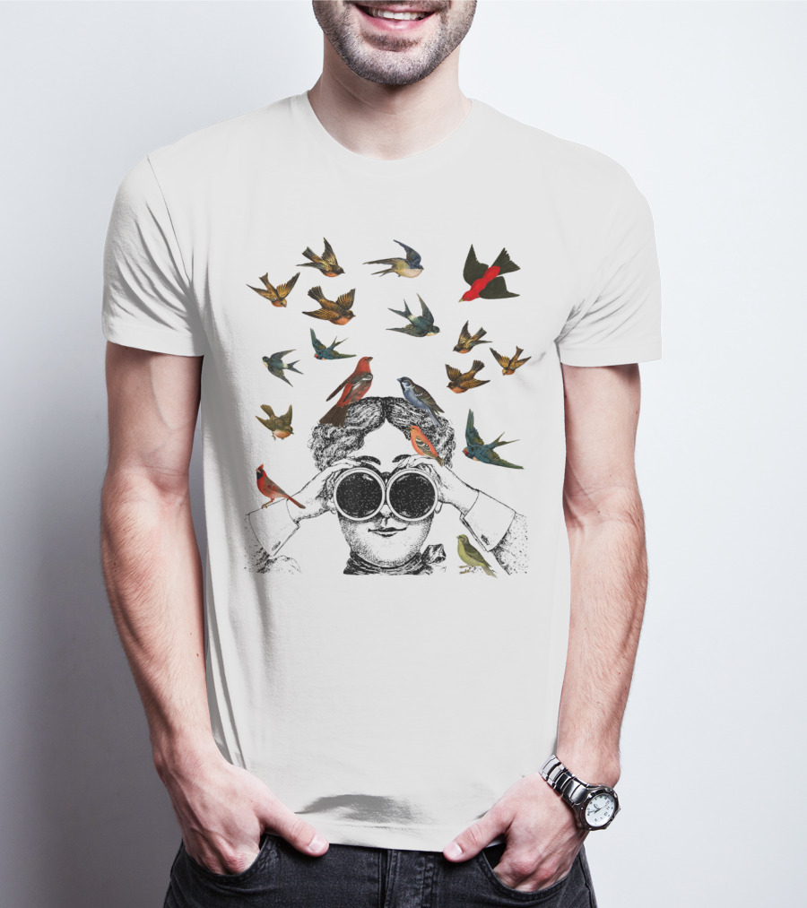 Ornithologist Birdwatching Twitcher Bird Love Enthusiast Birds Flock Binoculars T-Shirt