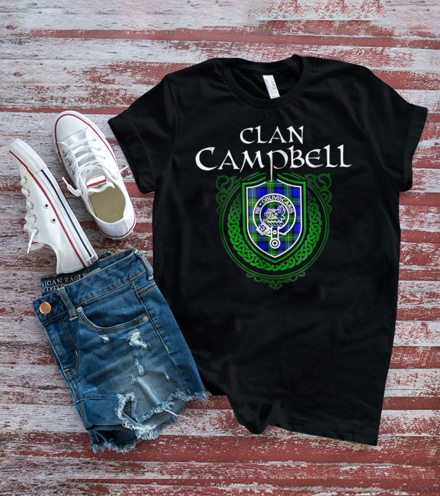 Clan Campbell Scottish Tartan Crest Badge Ne Obliviscaris T-Shirt