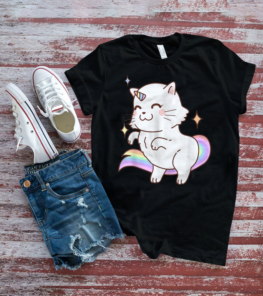 Caticorn Rainbow Cat Kittycorn Unicorn Kawaii Sparkles T-Shirt