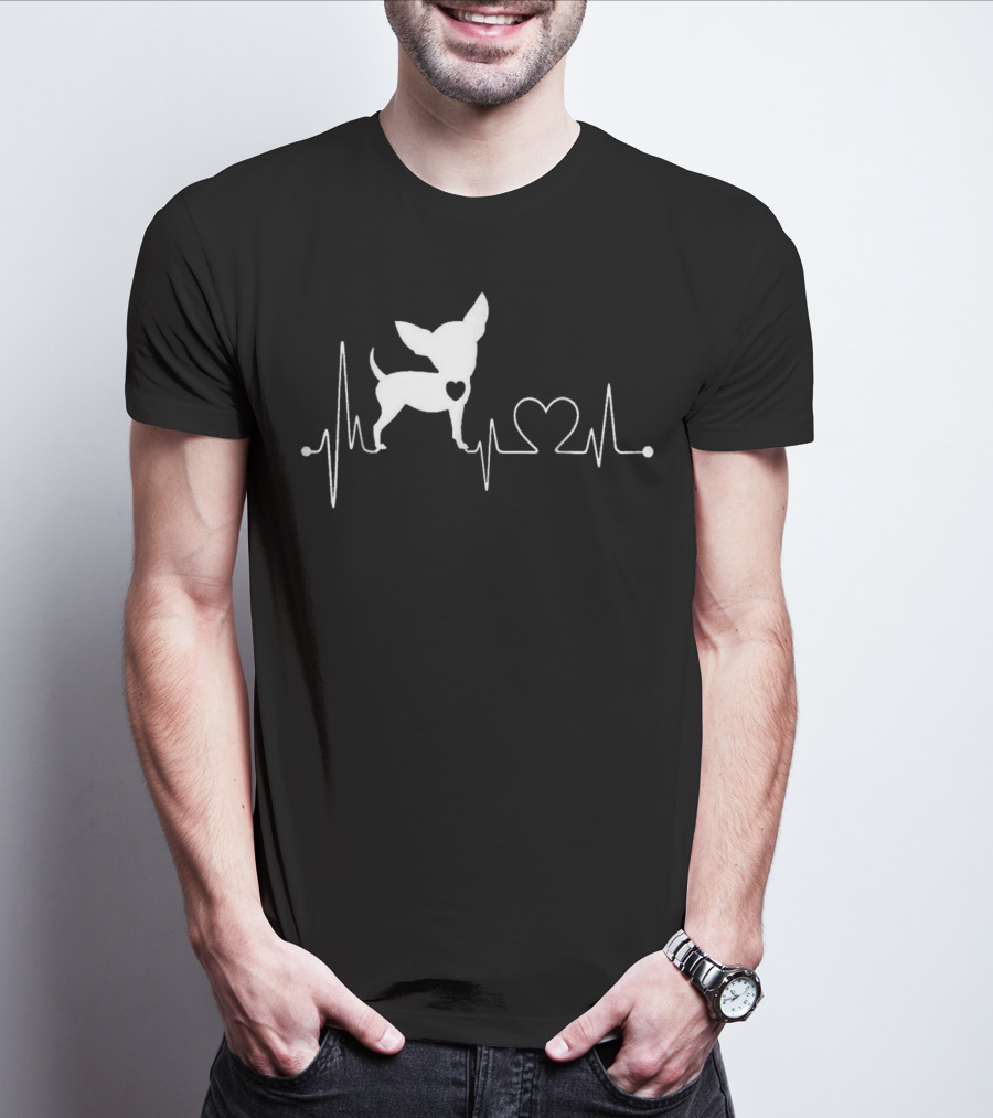Chihuahua Dog Heartbeat Design With Heart T-Shirt