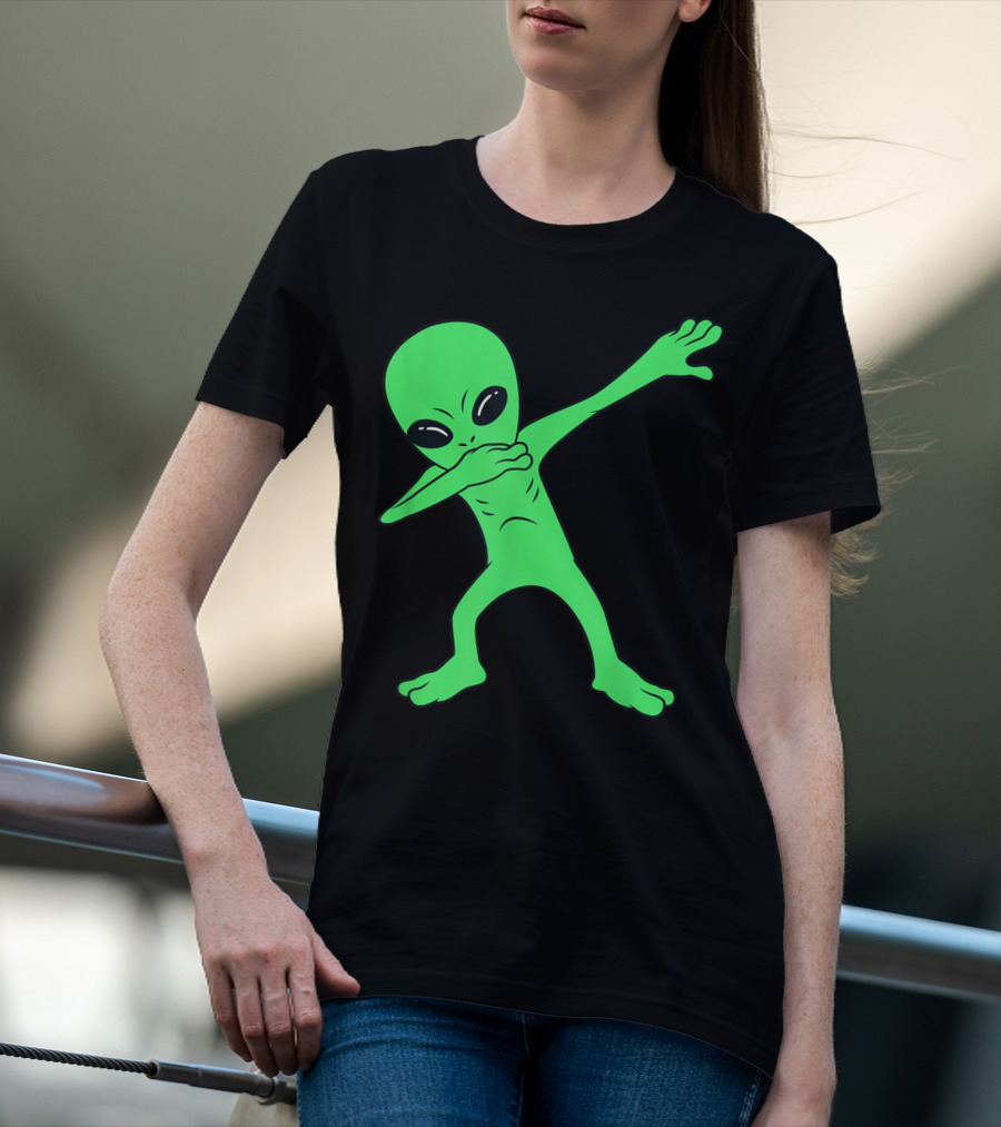 Dabbing Green Alien Halloween Funny Dab Dance T-Shirt