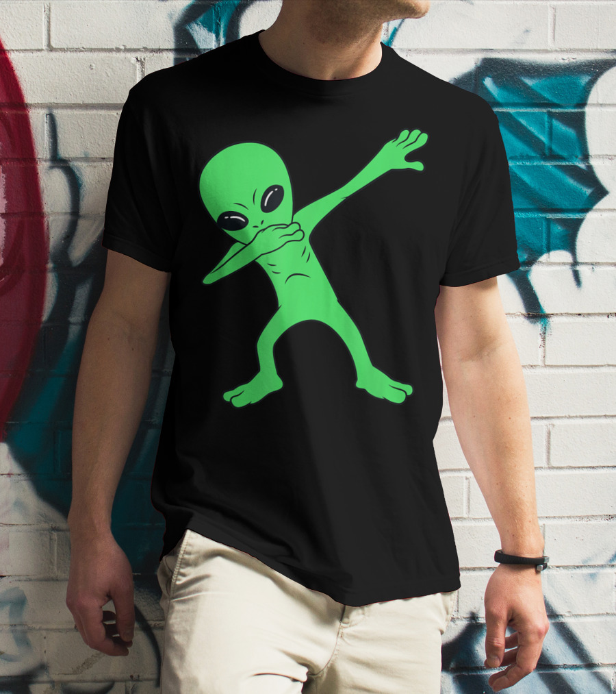 Dabbing Green Alien Halloween Funny Dab Dance T-Shirt