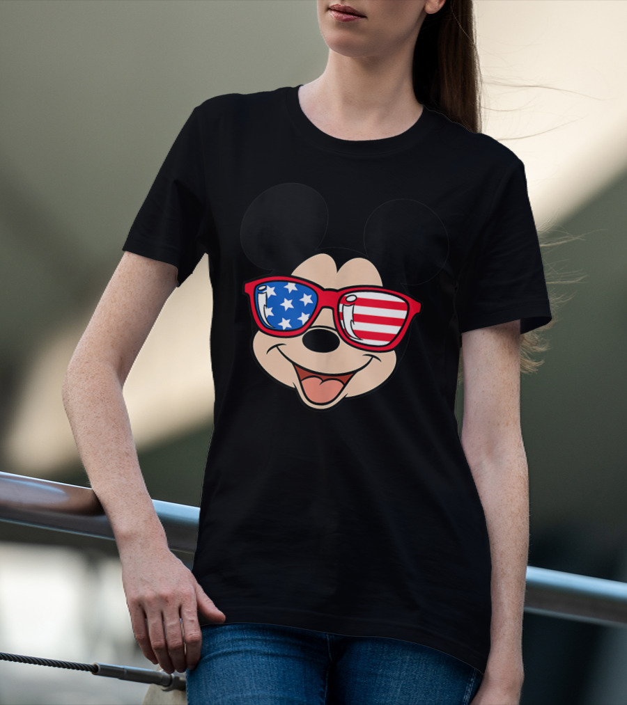 Disney Mickey Mouse American Flag Sunglasses T-Shirt