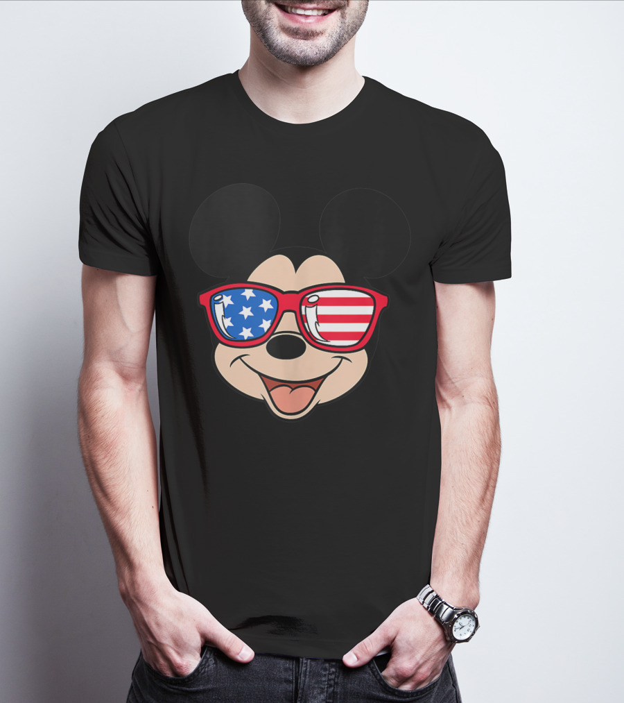 Disney Mickey Mouse American Flag Sunglasses T-Shirt