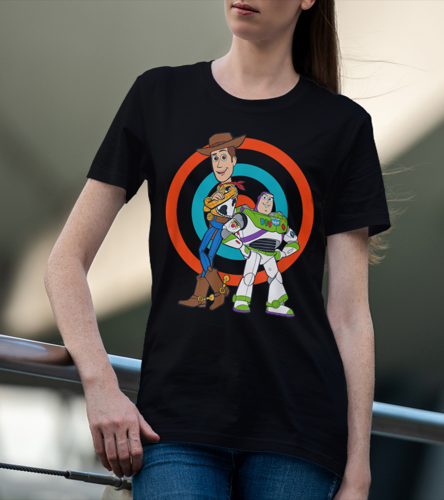 Toy Story Buzz Lightyear And Woody Target Background T-Shirt