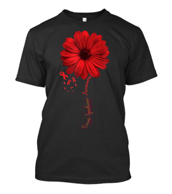 Evans Syndrome Awareness Red Flower Ribbon T-Shirt