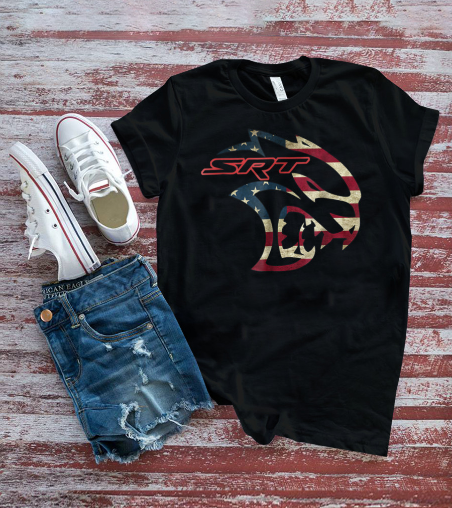SRT Hellcat Dodge Vintage American Flag T-Shirt