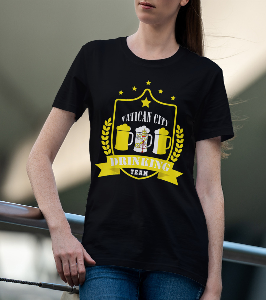 Vatican City Drinking Team Beer Crest Casual Teamwear T-Shirt