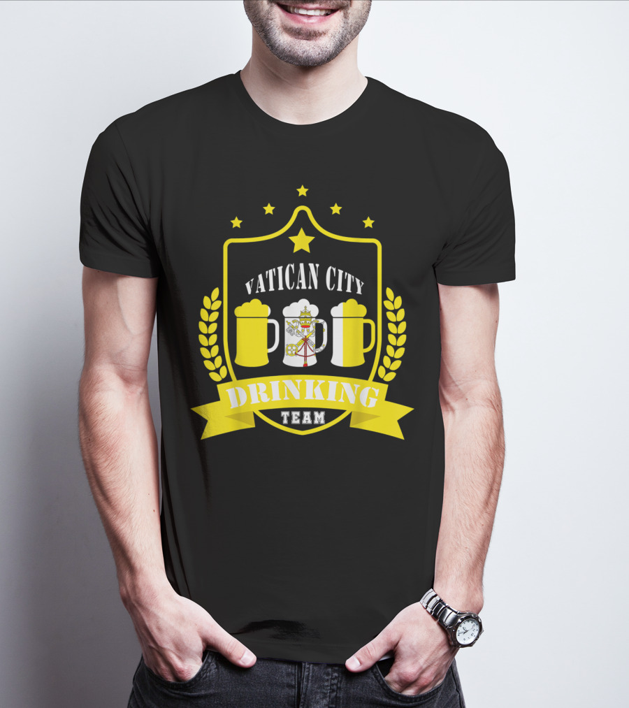 Vatican City Drinking Team Beer Crest Casual Teamwear T-Shirt