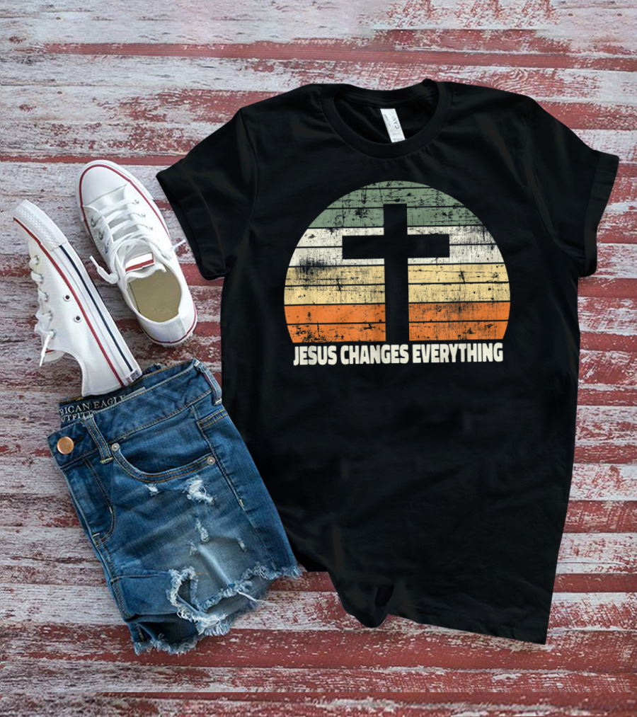 Faith Cross Vintage Jesus Changes Everything T-Shirt