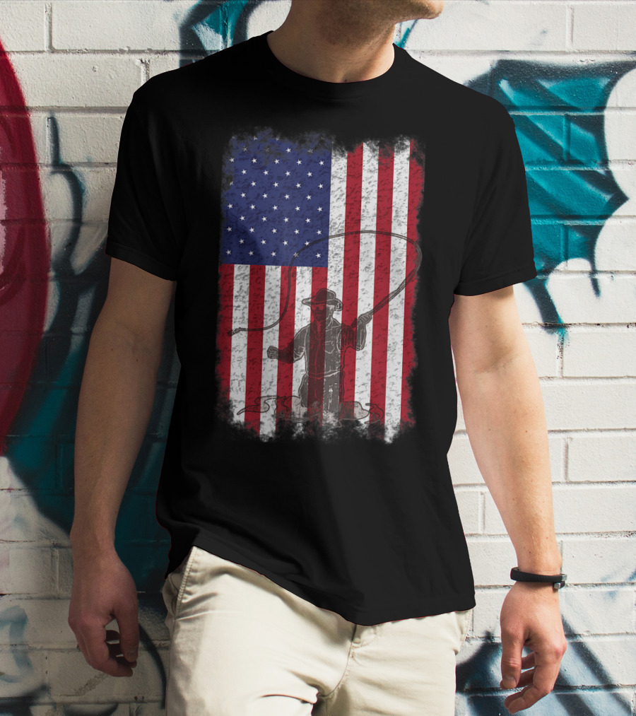 American Flag Fly Fishing Fisherman T-Shirt