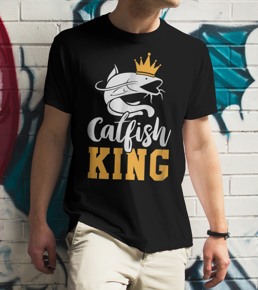 Catfish King Crowned Fishing Humor Trophy T-Shirt