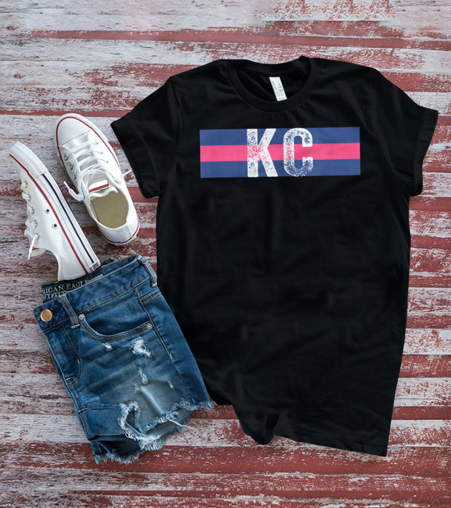 KC Royal Blue Pink Vintage Kansas City Stripes T-Shirt