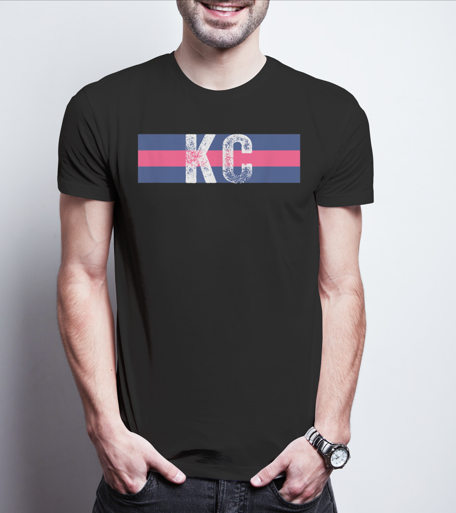 KC Royal Blue Pink Vintage Kansas City Stripes T-Shirt