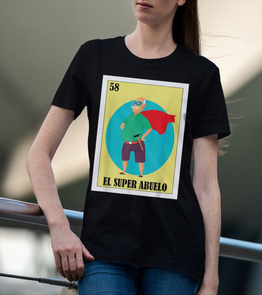 58 Mens Loteria El Super Abuelo Reg Hero Grandpa T-Shirt
